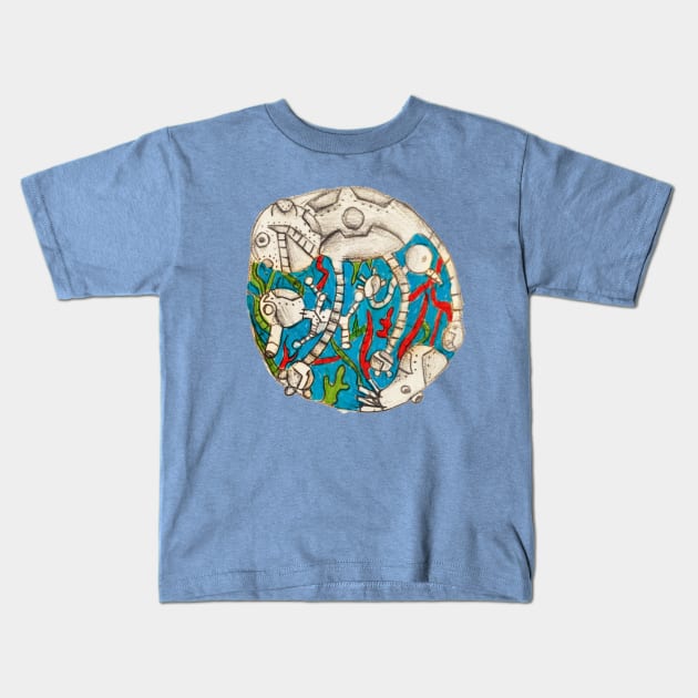 Monkey Sea(by roro) Kids T-Shirt by redpandas